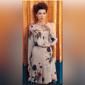 Anthropologie Leifsdottir Ottoman Poppies Silk Dress